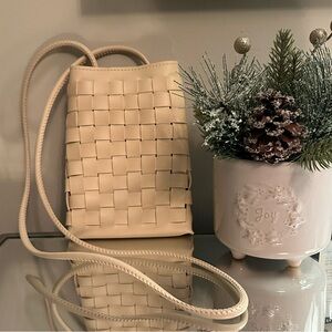 Elegant Cream Woven mini Crossbody Bag